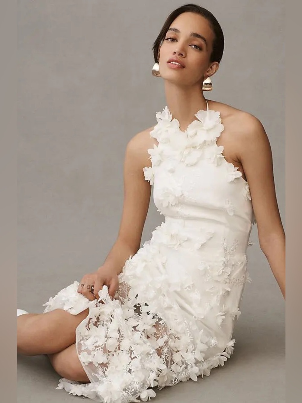 Helsi Camilla Halter 3D Floral Midi Dress Anthropologie BHLDN